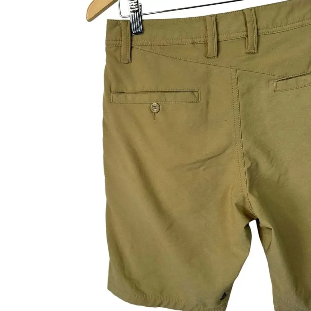 Volcom Surf Turf Tan Shorts 2 Way Stretch Flat Front Hybrid Casual 28